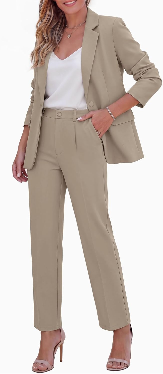image:imagePRETTYGARDEN Two Piece Sets for Women Dressy Pant SuitsKhaki