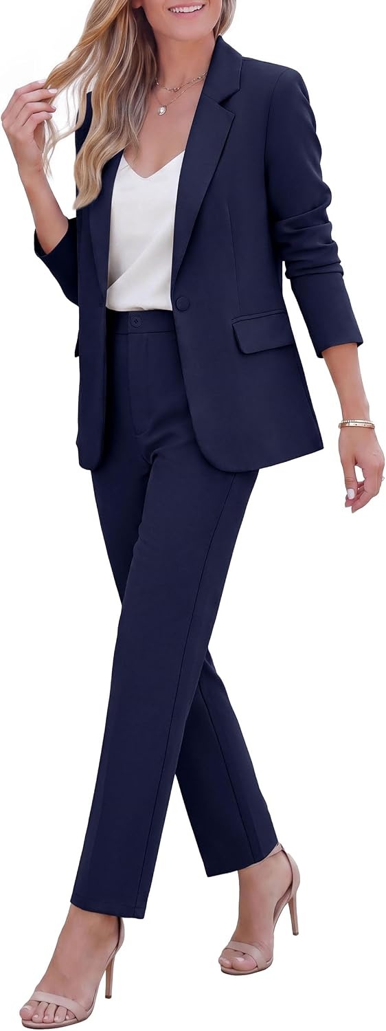 image:imagePRETTYGARDEN Two Piece Sets for Women Dressy Pant SuitsNavy Blue