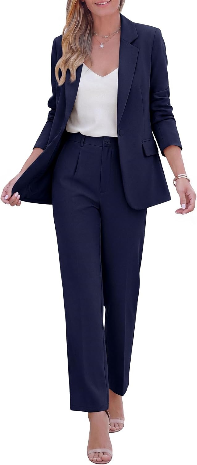 image:imagePRETTYGARDEN Two Piece Sets for Women Dressy Pant SuitsNavy Blue
