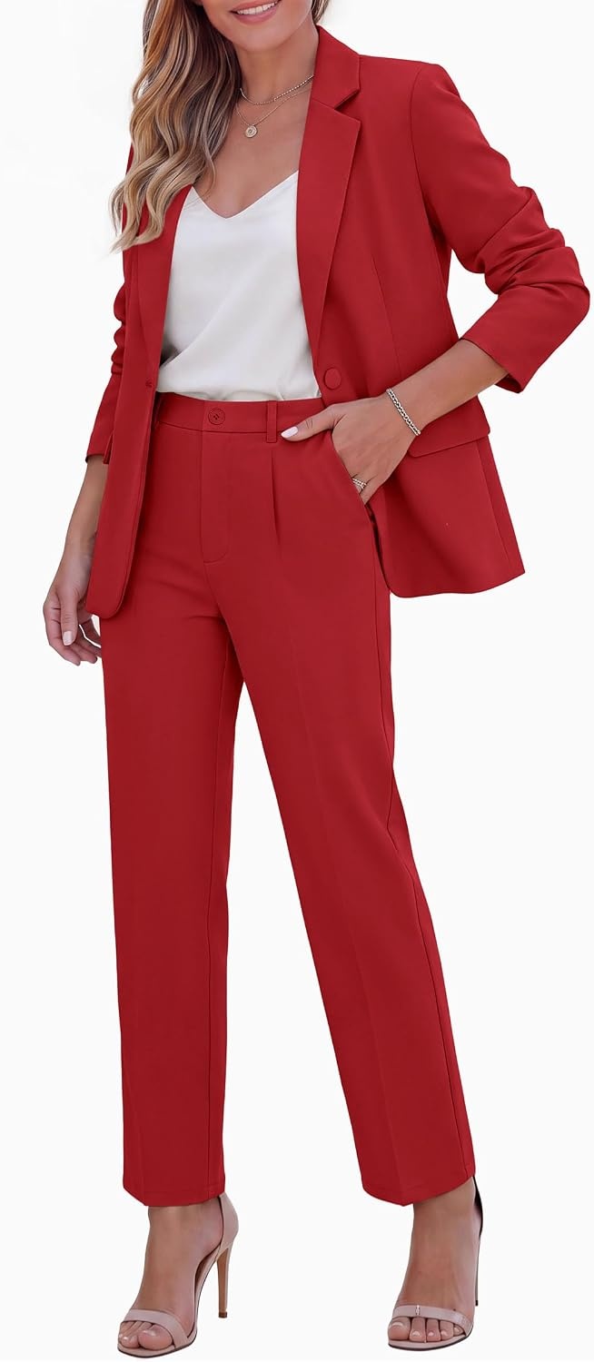 image:imagePRETTYGARDEN Two Piece Sets for Women Dressy Pant SuitsRed