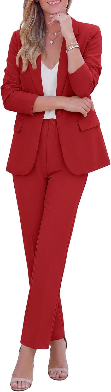image:imagePRETTYGARDEN Two Piece Sets for Women Dressy Pant SuitsRed
