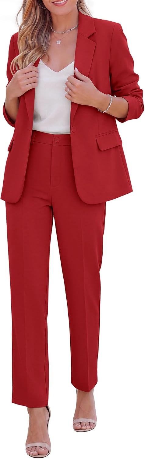 image:imagePRETTYGARDEN Two Piece Sets for Women Dressy Pant SuitsRed