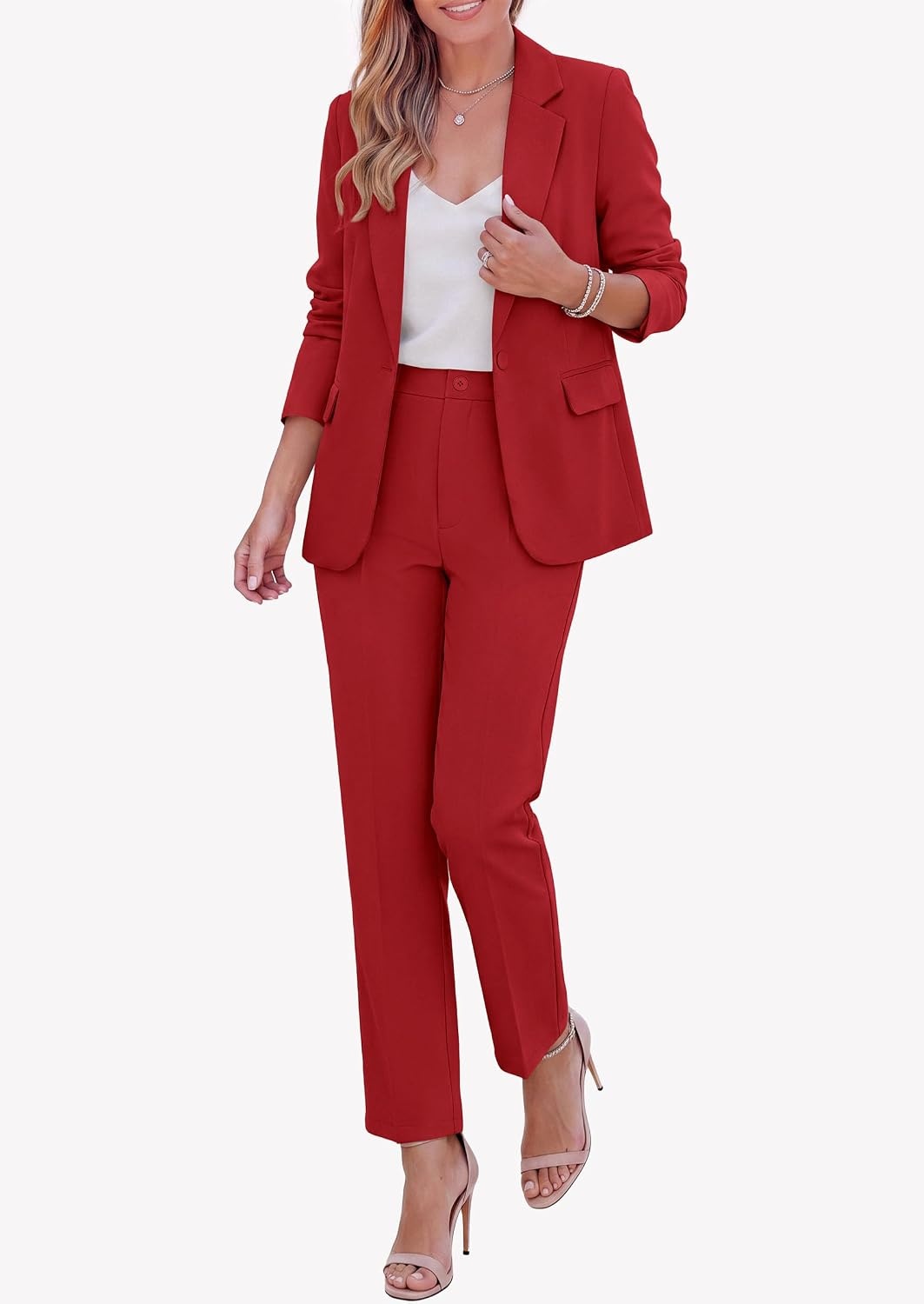 image:imagePRETTYGARDEN Two Piece Sets for Women Dressy Pant SuitsRed