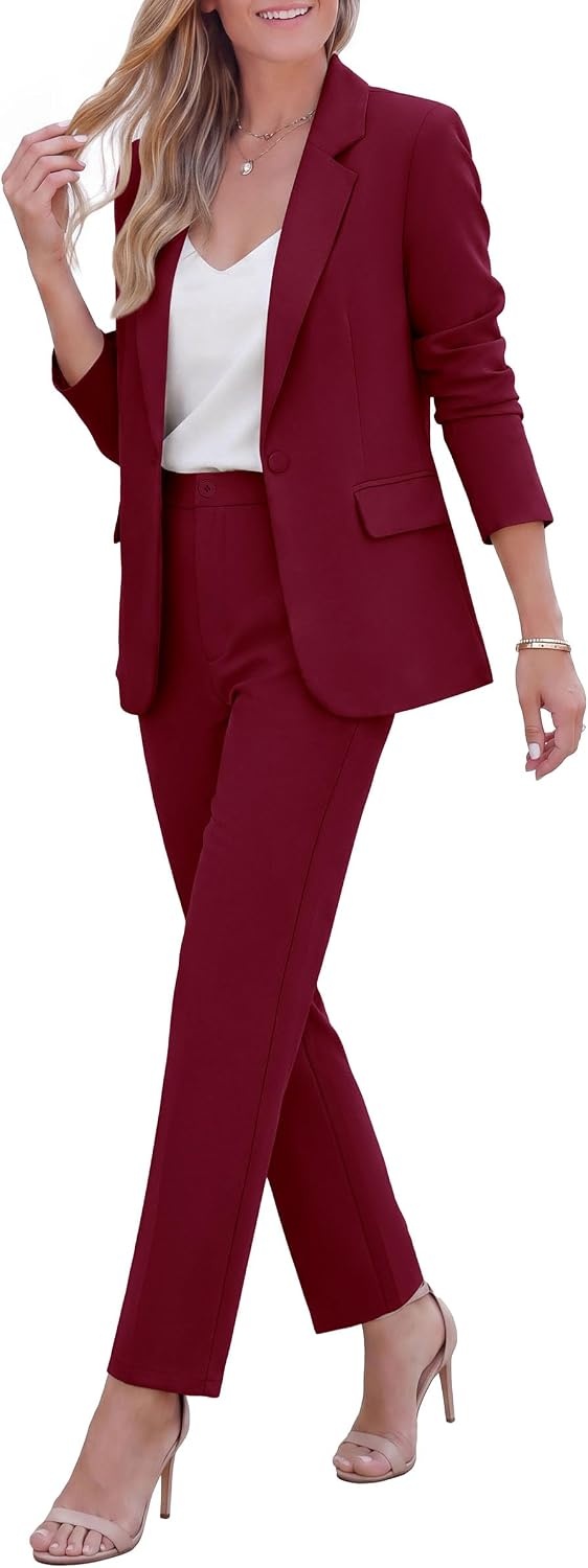 image:imagePRETTYGARDEN Two Piece Sets for Women Dressy Pant SuitsWine Red