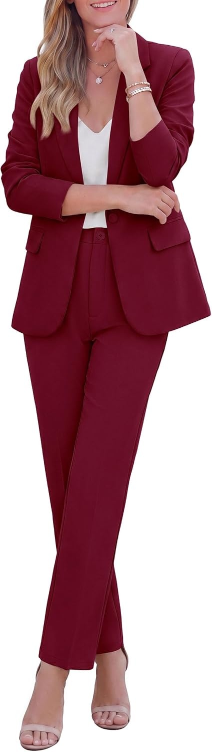 image:imagePRETTYGARDEN Two Piece Sets for Women Dressy Pant SuitsWine Red