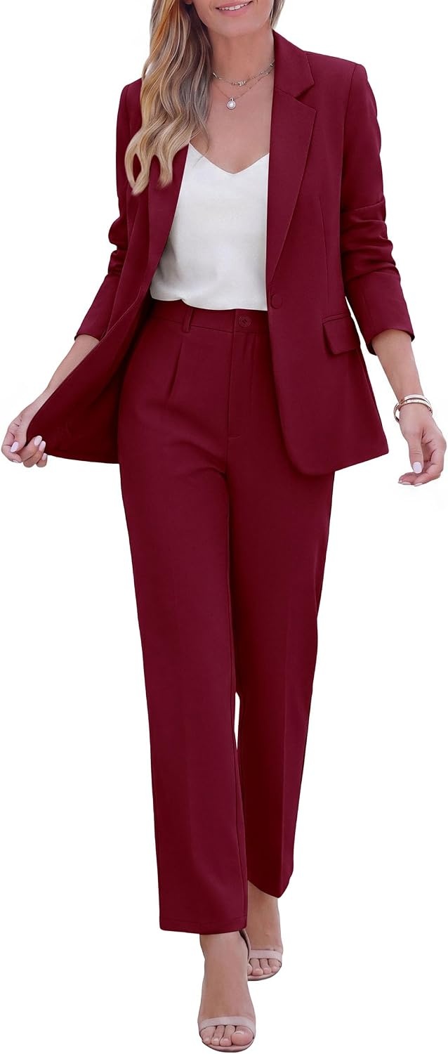 image:imagePRETTYGARDEN Two Piece Sets for Women Dressy Pant SuitsWine Red