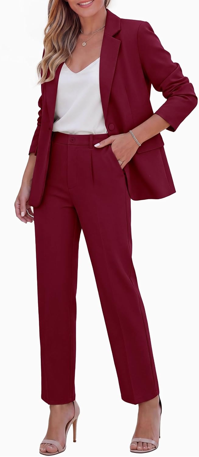 image:imagePRETTYGARDEN Two Piece Sets for Women Dressy Pant SuitsWine Red