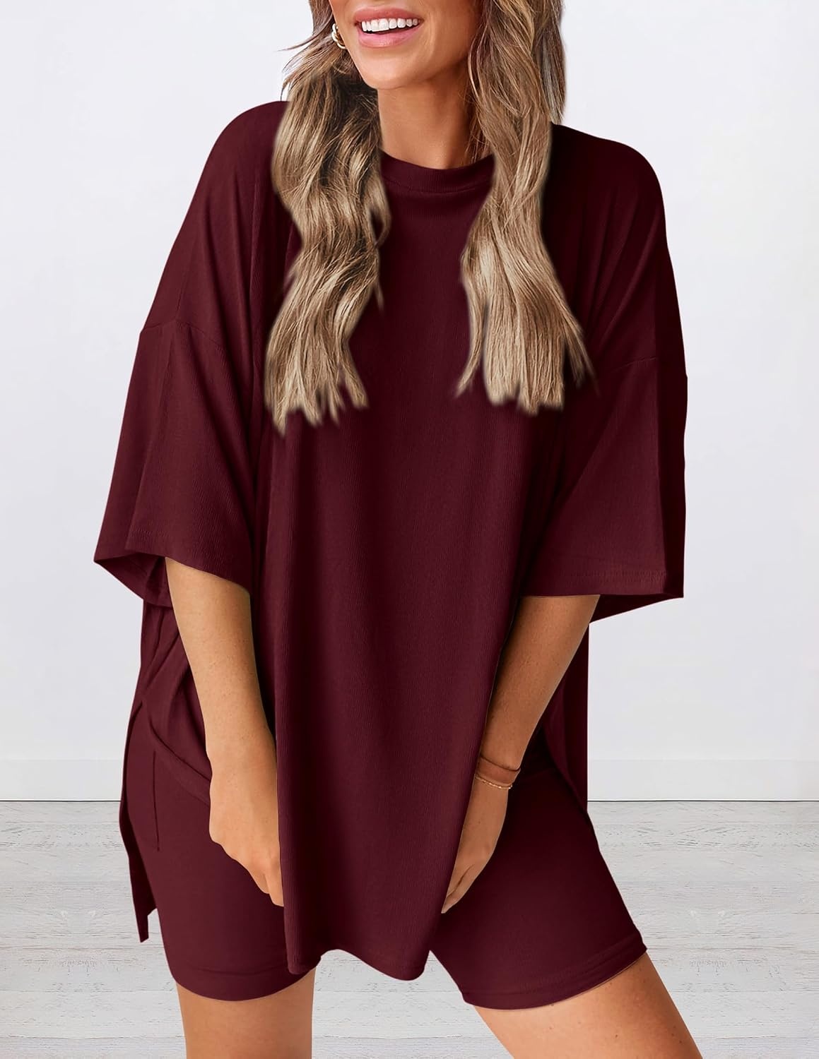 image:imagePRETTYGARDEN Women 2 Piece Lounge Set Airport Travel OutfitWine Red