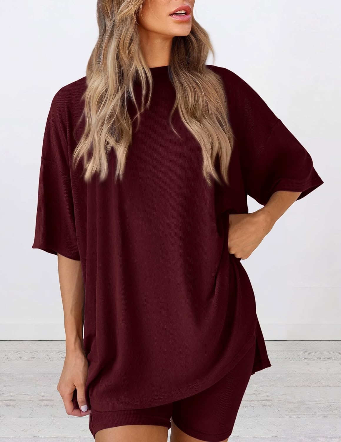 image:imagePRETTYGARDEN Women 2 Piece Lounge Set Airport Travel OutfitWine Red