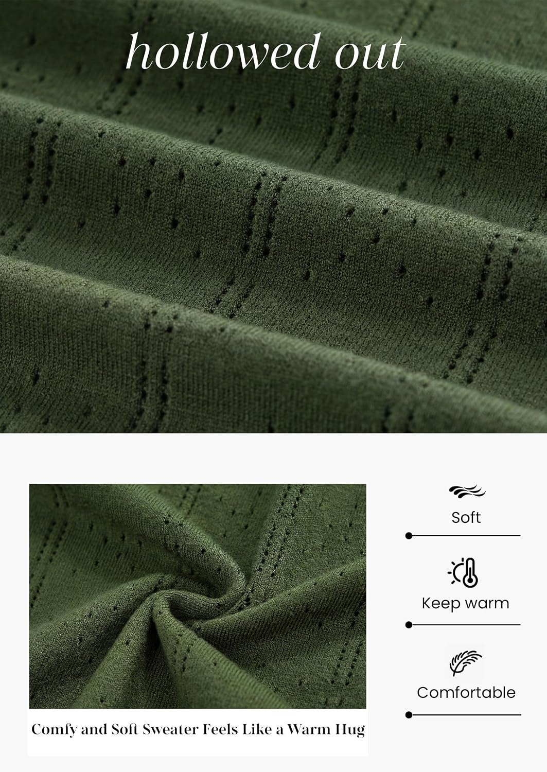 image:imagePRETTYGARDEN Women Fall Fashion Hollow Out Holiday SweatersArmy Green