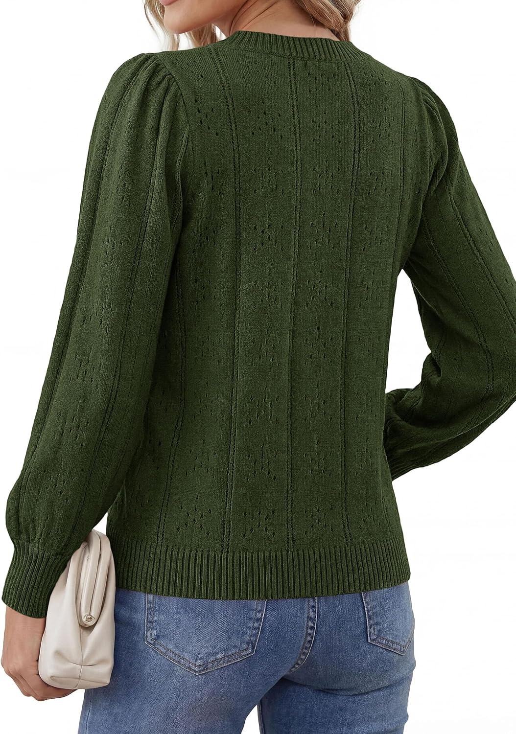 image:imagePRETTYGARDEN Women Fall Fashion Hollow Out Holiday SweatersArmy Green