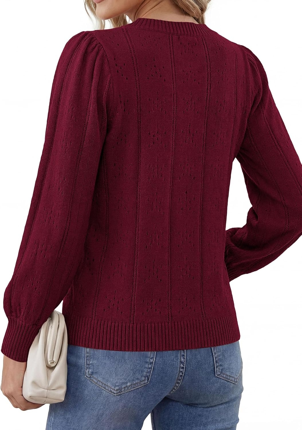 image:imagePRETTYGARDEN Women Fall Fashion Hollow Out Holiday SweatersBurgundy