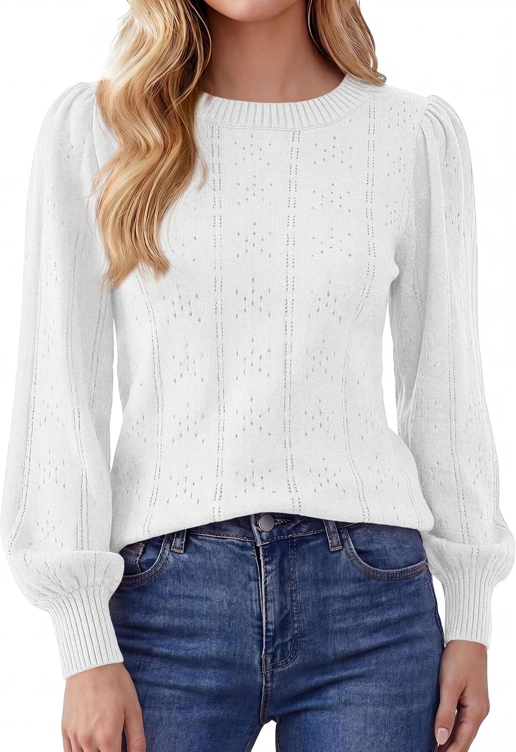 image:imagePRETTYGARDEN Women Fall Fashion Hollow Out Holiday SweatersWhite