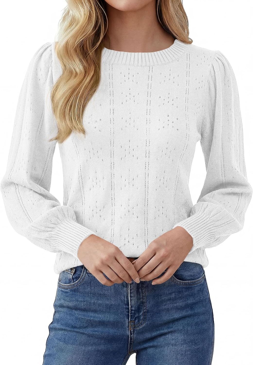 image:imagePRETTYGARDEN Women Fall Fashion Hollow Out Holiday SweatersWhite
