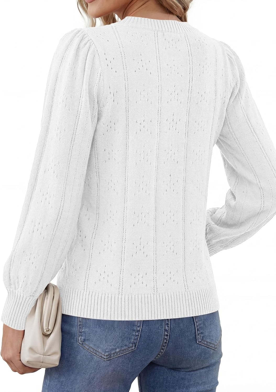 image:imagePRETTYGARDEN Women Fall Fashion Hollow Out Holiday SweatersWhite