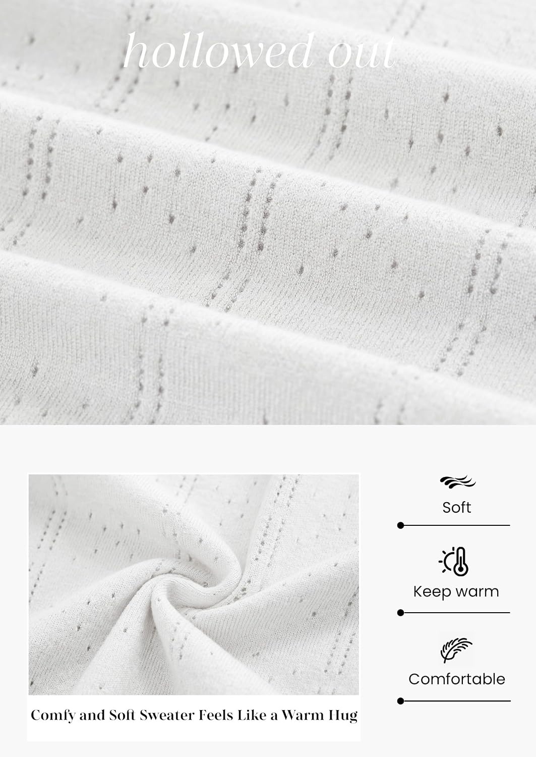 image:imagePRETTYGARDEN Women Fall Fashion Hollow Out Holiday SweatersWhite