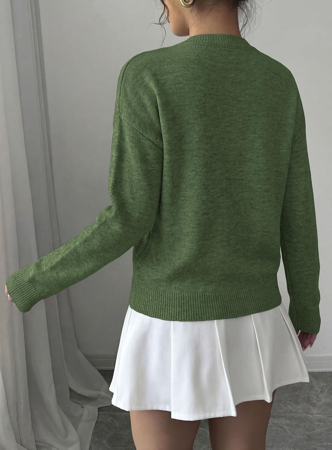 image:imagePRETTYGARDEN Women Fall Sweaters Trendy Floral Knit PulloverArmy Green