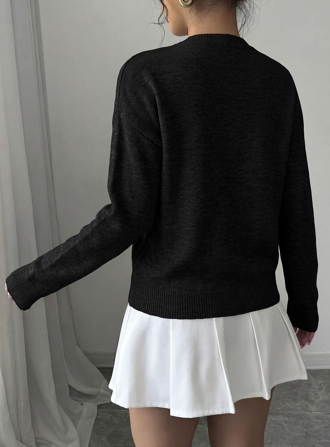 image:imagePRETTYGARDEN Women Fall Sweaters Trendy Floral Knit PulloverBlack