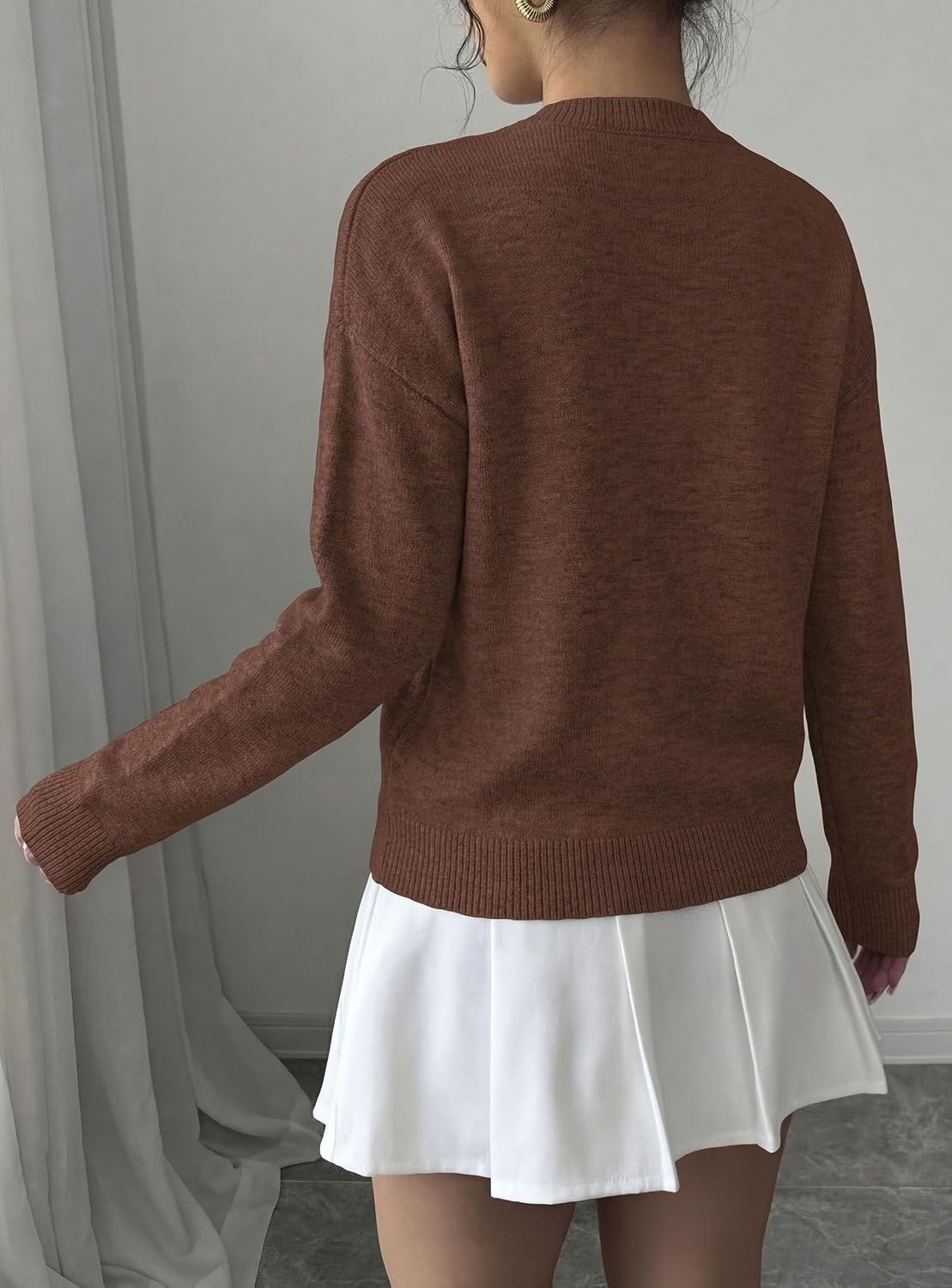 image:imagePRETTYGARDEN Women Fall Sweaters Trendy Floral Knit PulloverBrown