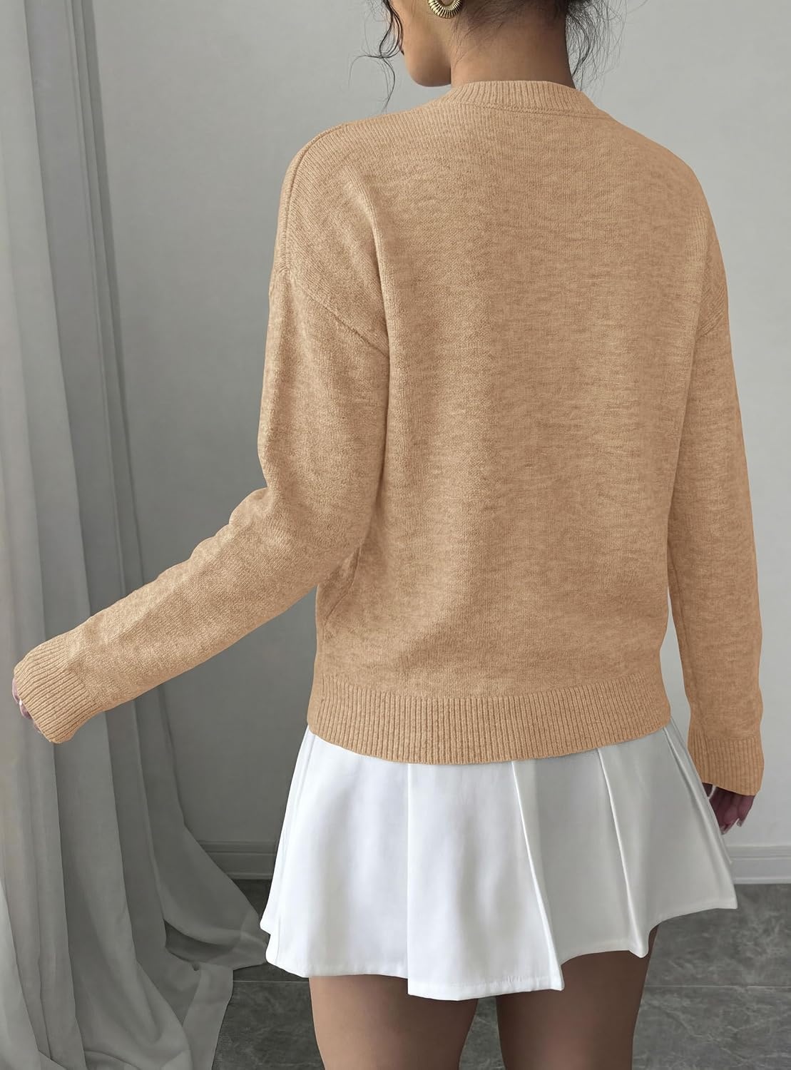 image:imagePRETTYGARDEN Women Fall Sweaters Trendy Floral Knit PulloverKhaki