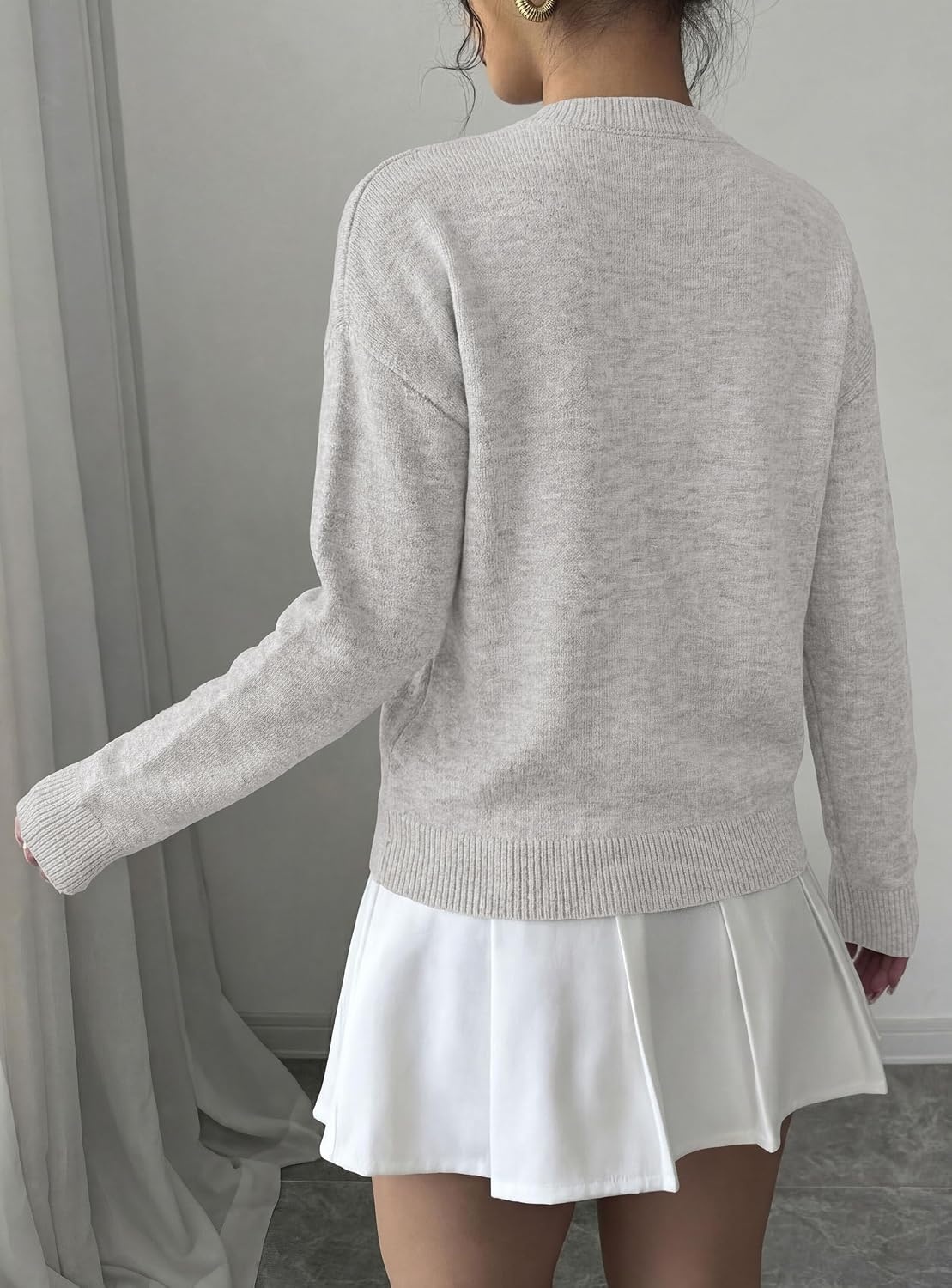 image:imagePRETTYGARDEN Women Fall Sweaters Trendy Floral Knit PulloverLight Grey