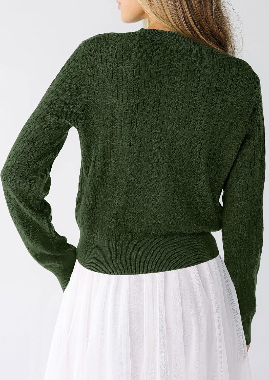 image:imagePRETTYGARDEN Women Lightweight Button Up Cardigan SweatersArmy Green