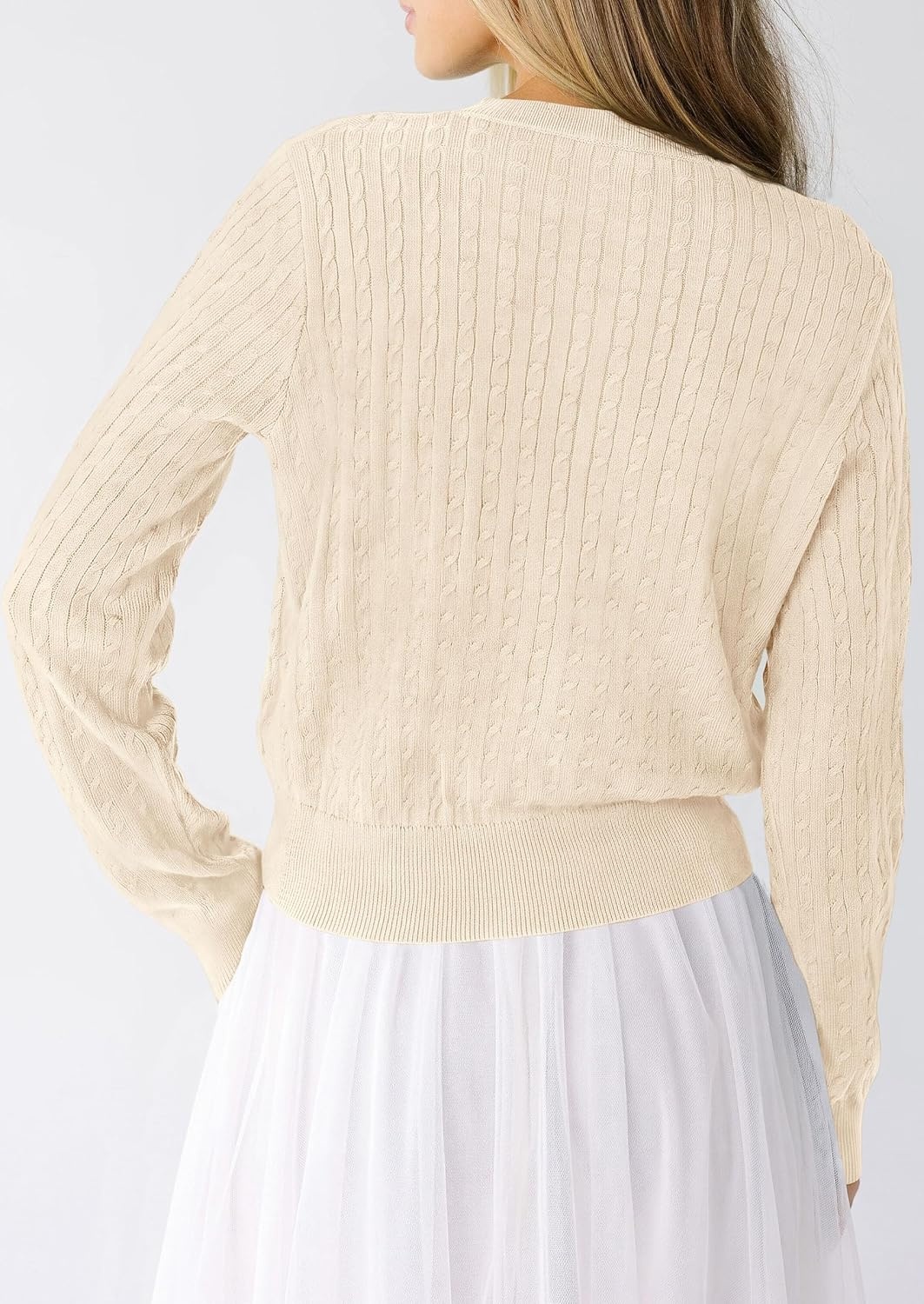 image:imagePRETTYGARDEN Women Lightweight Button Up Cardigan SweatersBeige