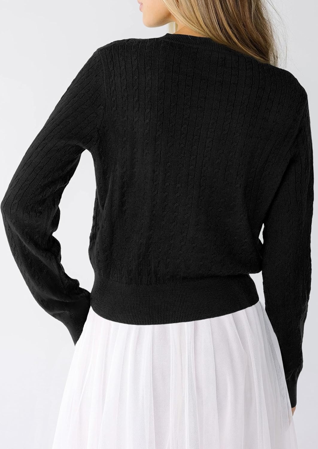 image:imagePRETTYGARDEN Women Lightweight Button Up Cardigan SweatersBlack