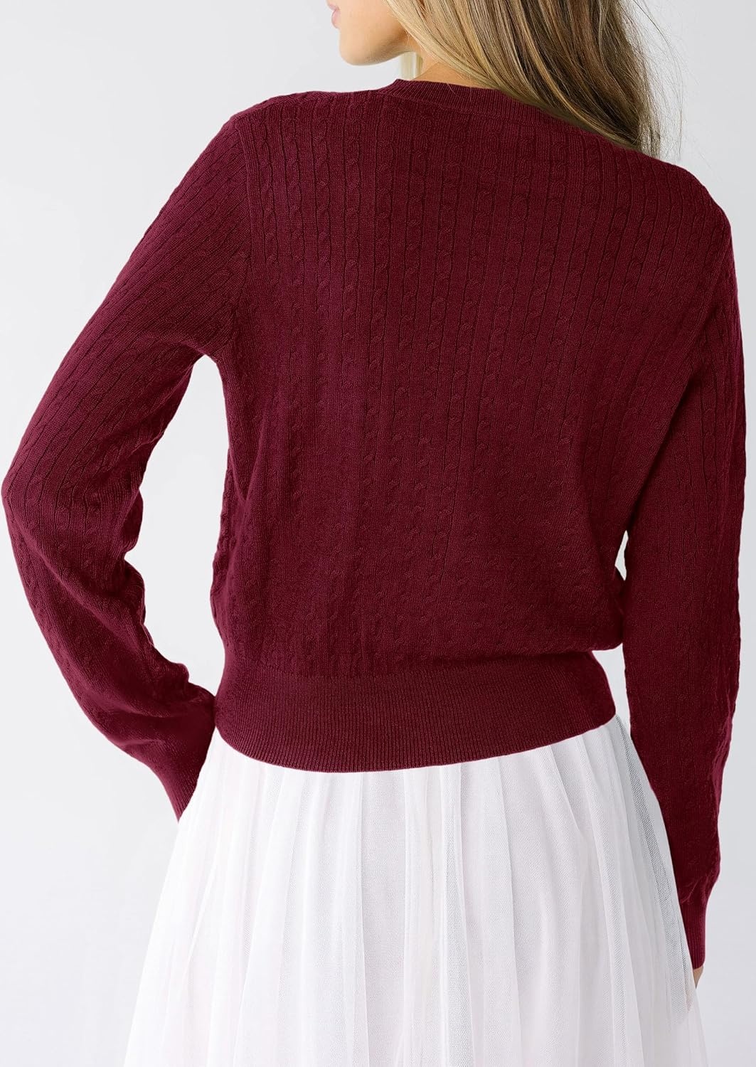 image:imagePRETTYGARDEN Women Lightweight Button Up Cardigan SweatersBurgundy
