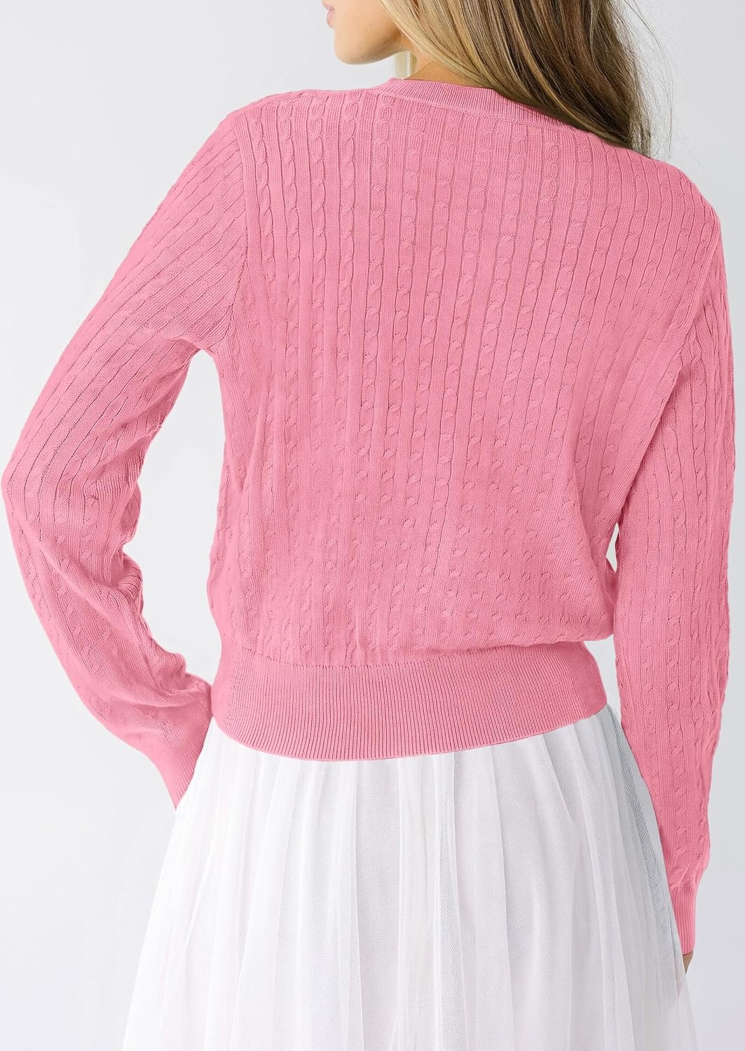image:imagePRETTYGARDEN Women Lightweight Button Up Cardigan SweatersPink