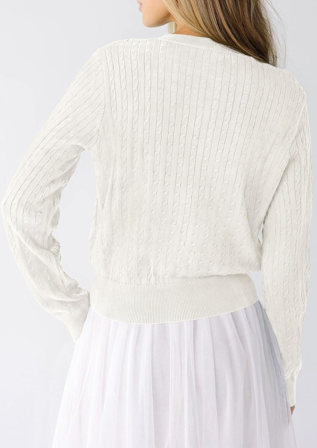 image:imagePRETTYGARDEN Women Lightweight Button Up Cardigan SweatersWhite