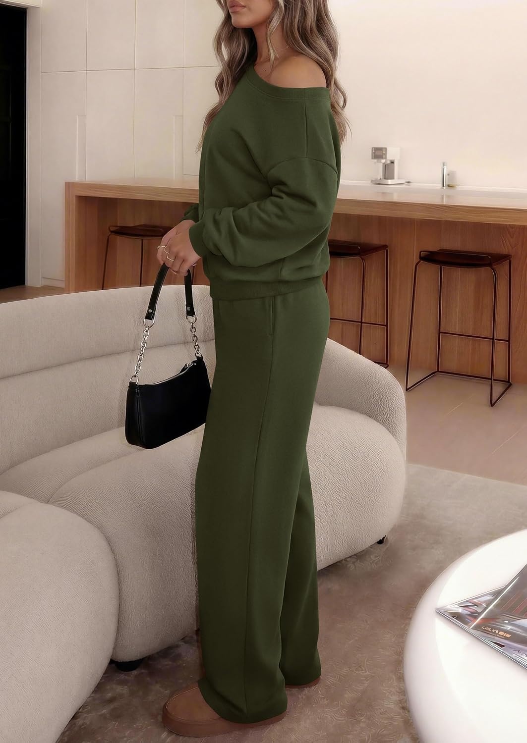 image:imagePRETTYGARDEN Womens 2 Piece Casual Matching Lounge SetsArmy Green