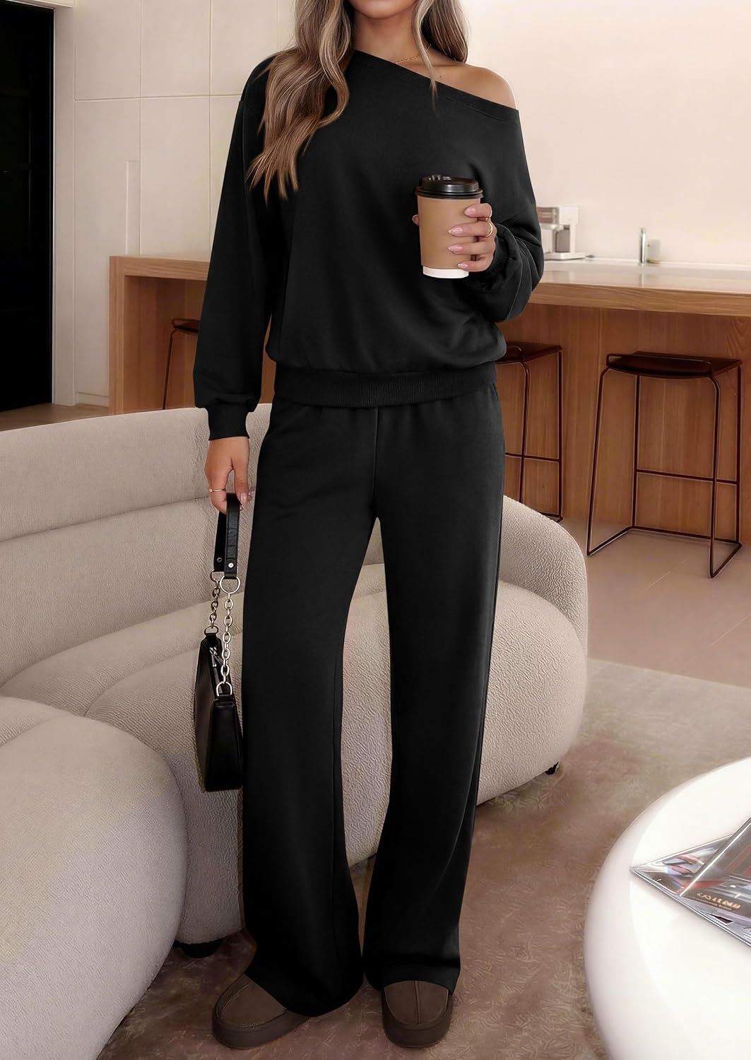 image:imagePRETTYGARDEN Womens 2 Piece Casual Matching Lounge SetsBlack