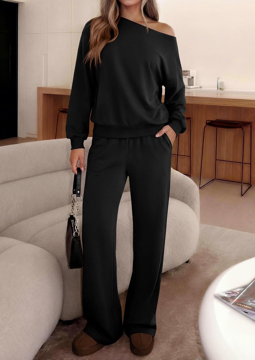 image:imagePRETTYGARDEN Womens 2 Piece Casual Matching Lounge SetsBlack