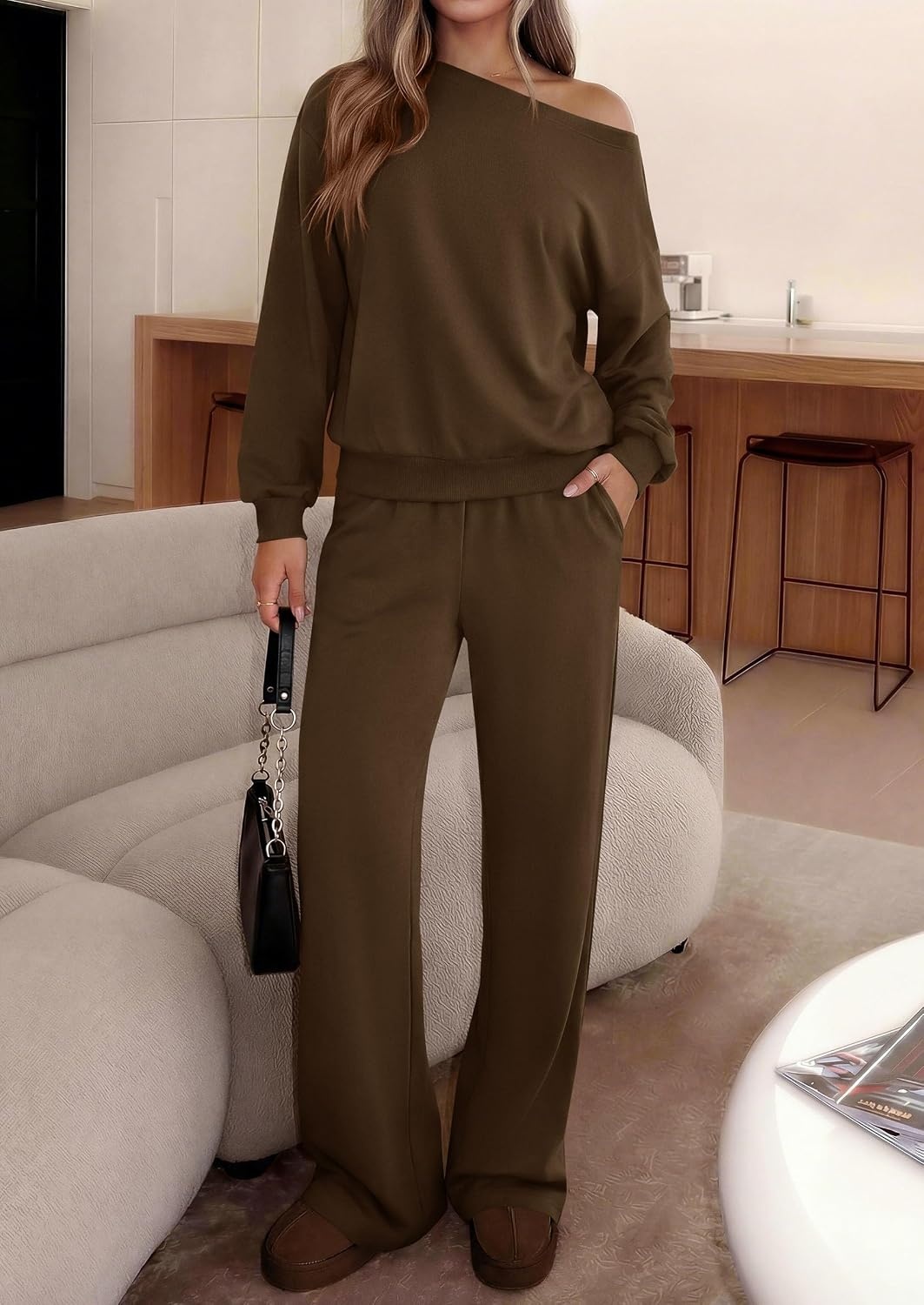 image:imagePRETTYGARDEN Womens 2 Piece Casual Matching Lounge SetsBrown