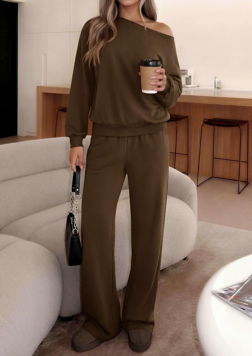 image:imagePRETTYGARDEN Womens 2 Piece Casual Matching Lounge SetsBrown