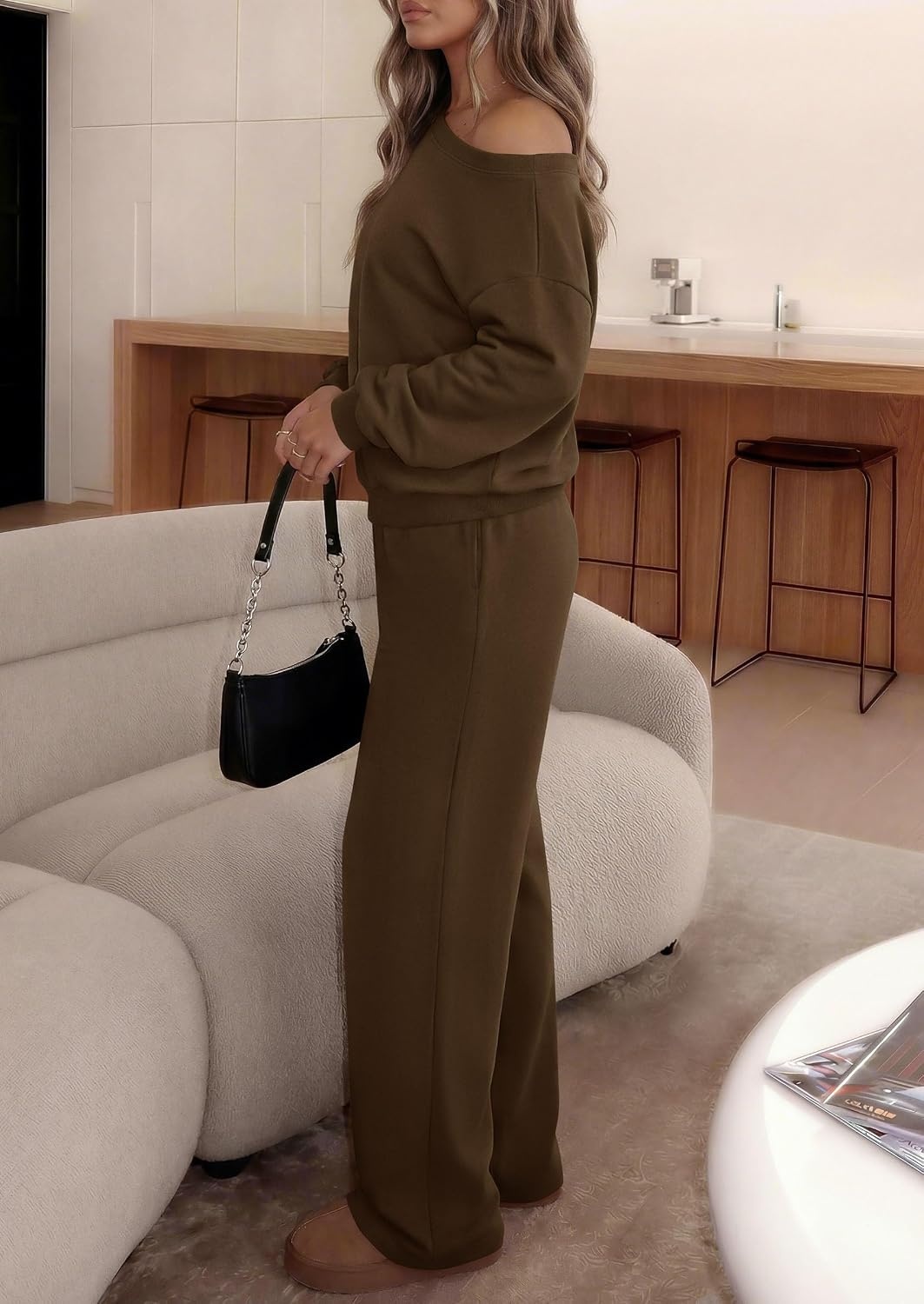 image:imagePRETTYGARDEN Womens 2 Piece Casual Matching Lounge SetsBrown