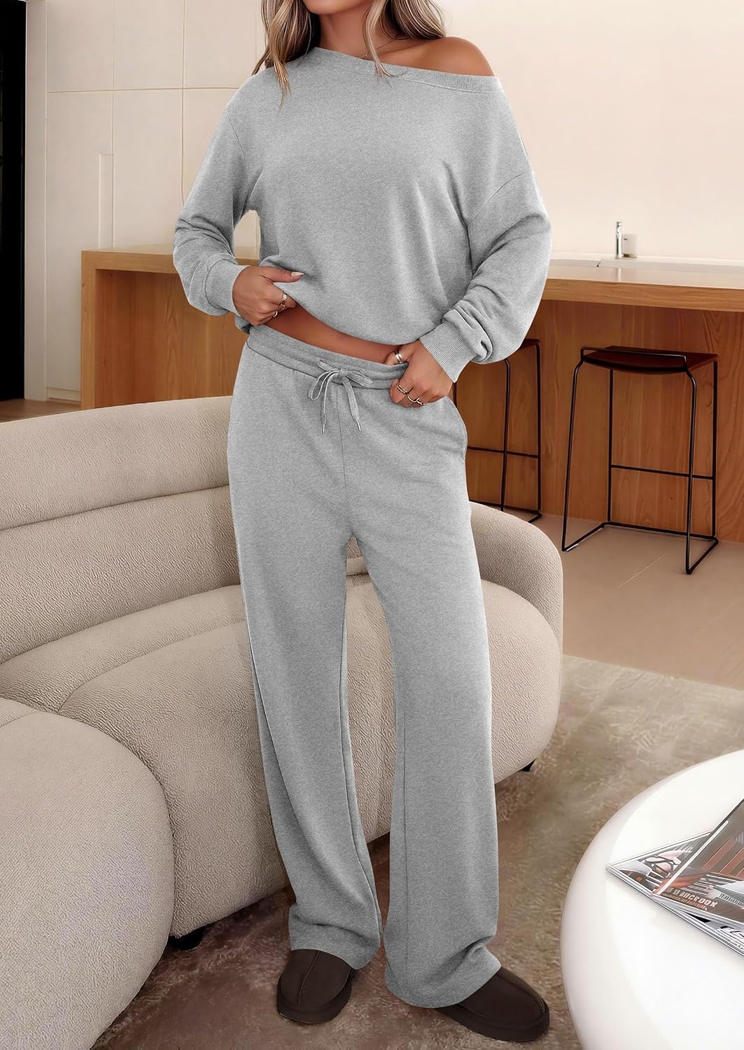 image:imagePRETTYGARDEN Womens 2 Piece Casual Matching Lounge SetsGrey