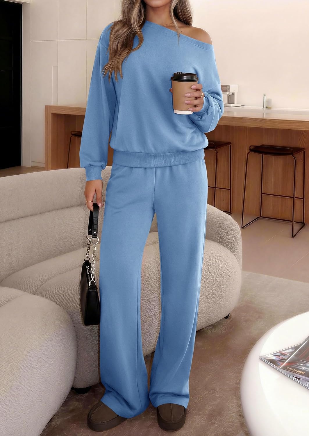 image:imagePRETTYGARDEN Womens 2 Piece Casual Matching Lounge SetsLight Blue