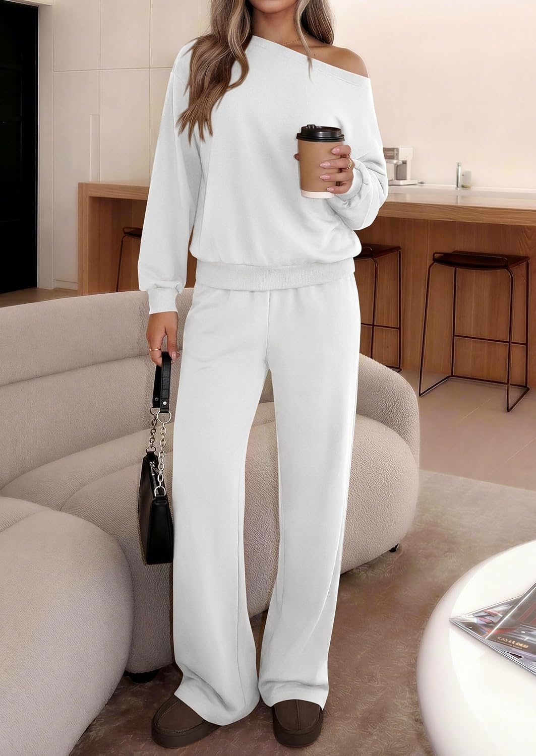 image:imagePRETTYGARDEN Womens 2 Piece Casual Matching Lounge SetsWhite