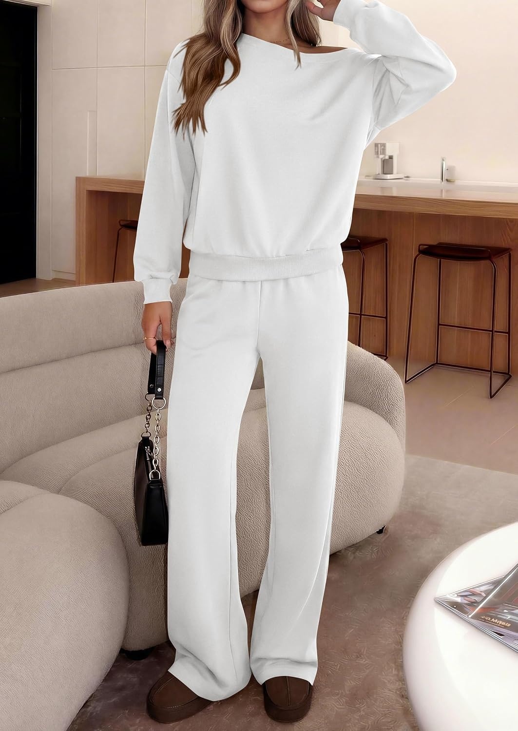 image:imagePRETTYGARDEN Womens 2 Piece Casual Matching Lounge SetsWhite