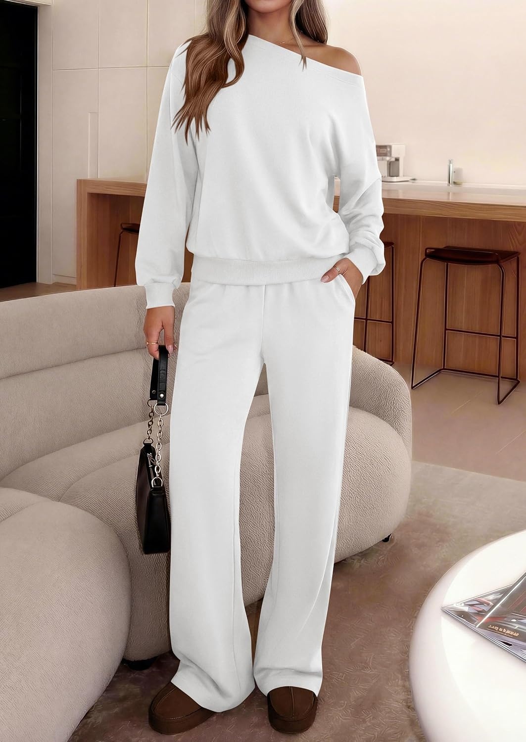 image:imagePRETTYGARDEN Womens 2 Piece Casual Matching Lounge SetsWhite