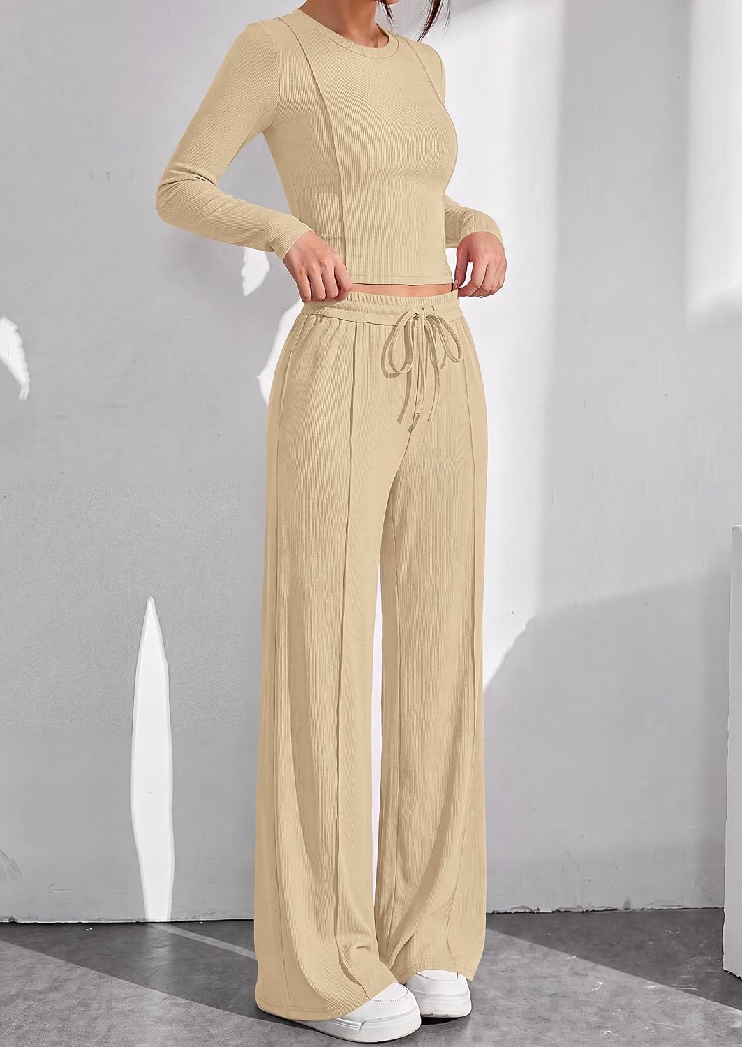 image:imagePRETTYGARDEN Womens 2 Piece Sets Long Sleeve OutfitsApricot