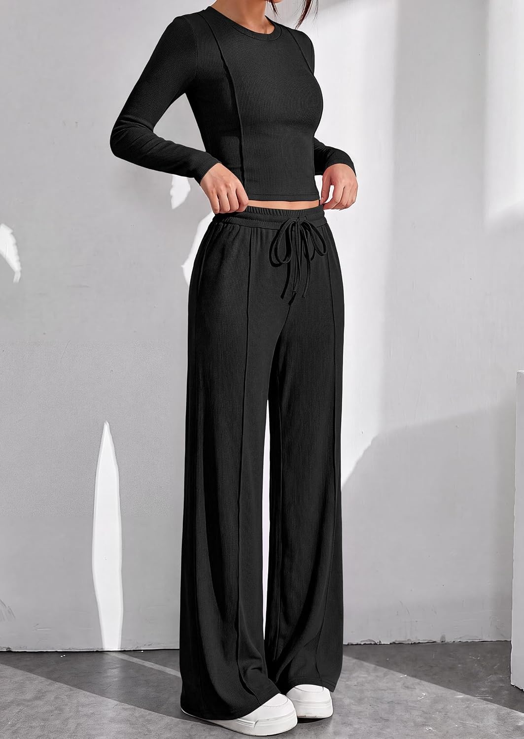 image:imagePRETTYGARDEN Womens 2 Piece Sets Long Sleeve OutfitsBlack