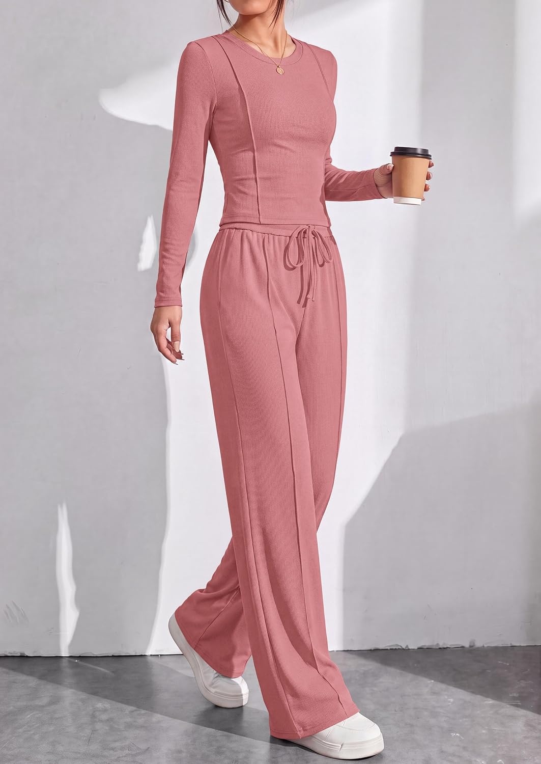 image:imagePRETTYGARDEN Womens 2 Piece Sets Long Sleeve OutfitsPink