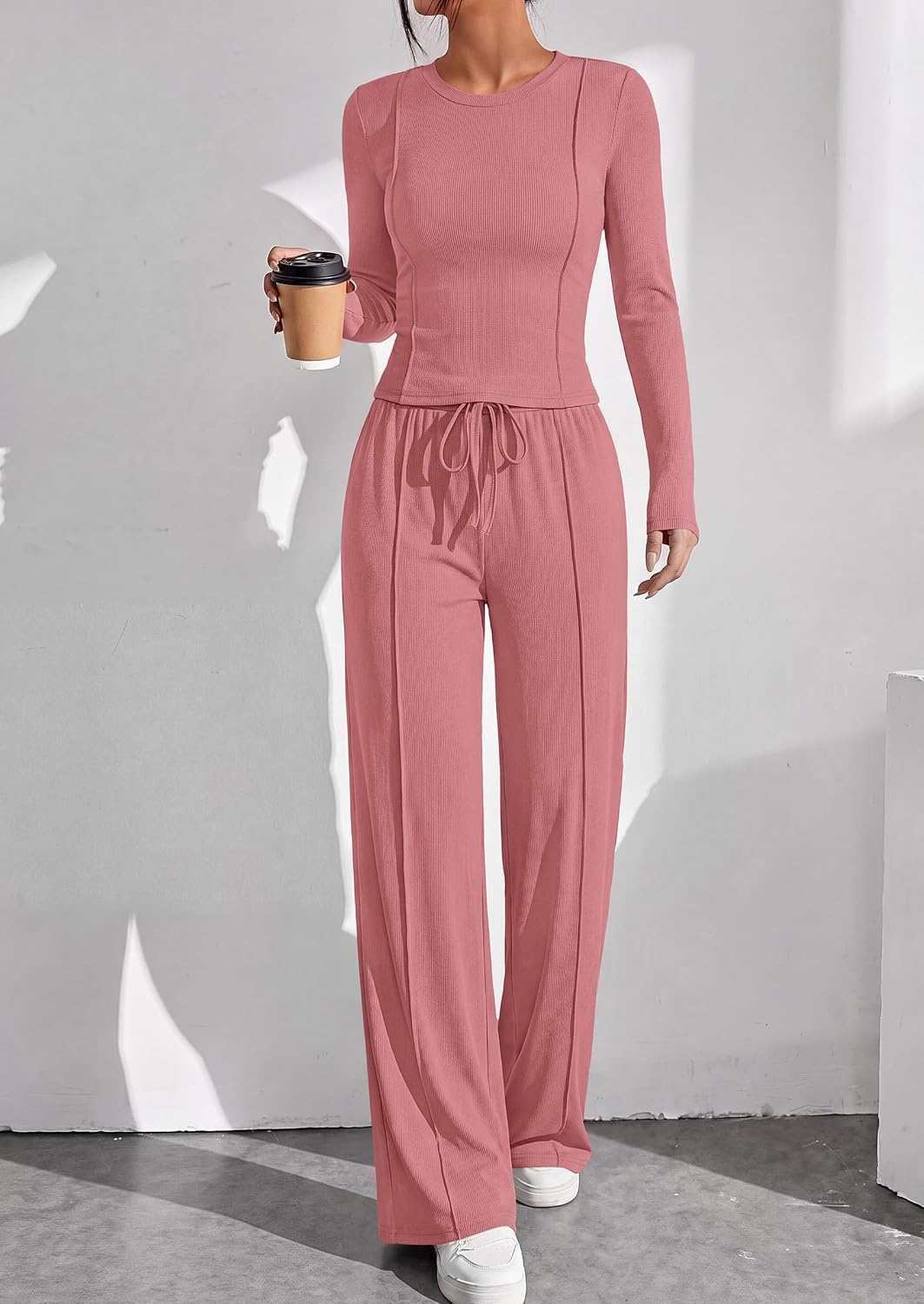 image:imagePRETTYGARDEN Womens 2 Piece Sets Long Sleeve OutfitsPink