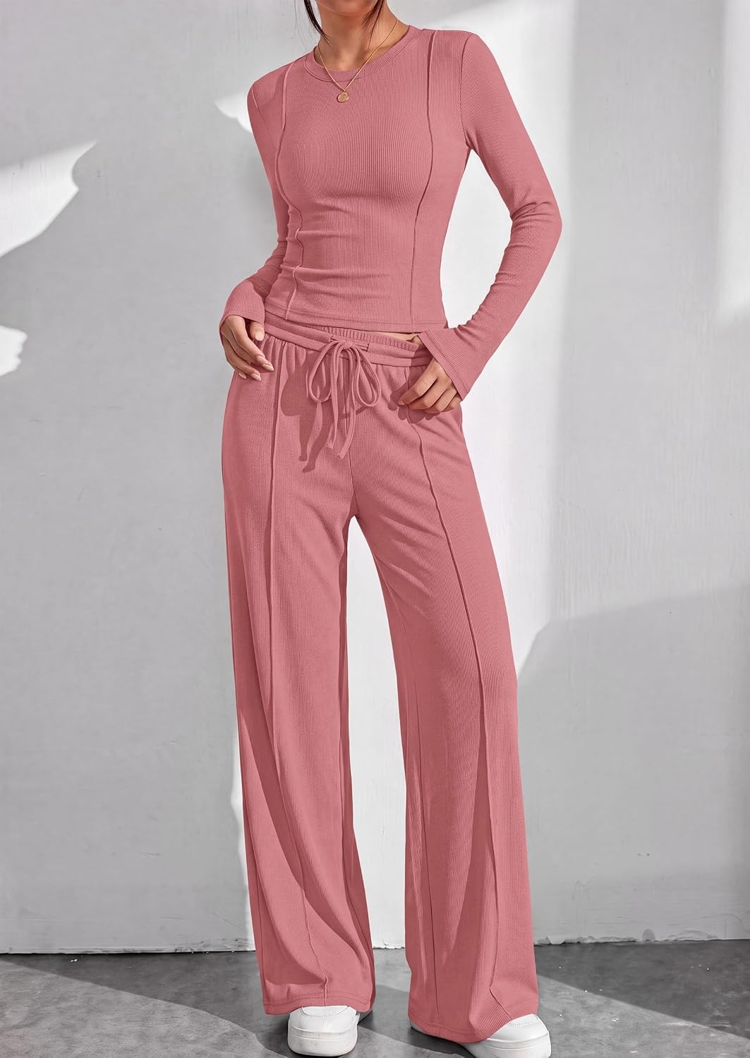 image:imagePRETTYGARDEN Womens 2 Piece Sets Long Sleeve OutfitsPink
