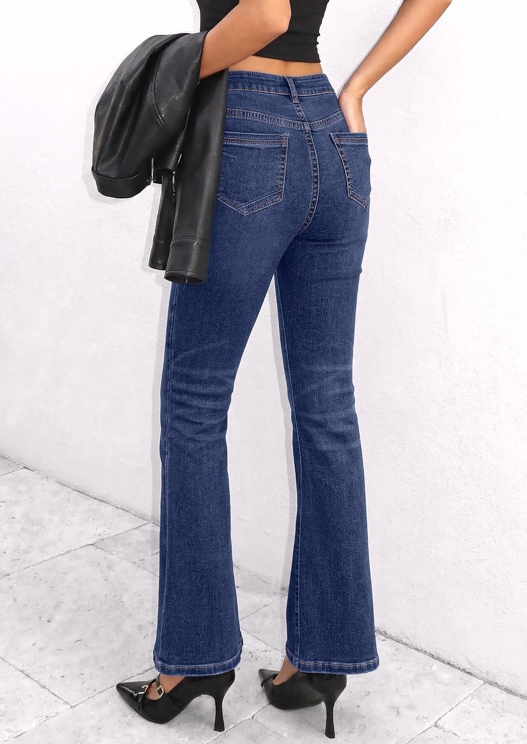 image:imagePRETTYGARDEN Womens Bootcut Denim Jeans Wide Leg PantsAshleigh Blue
