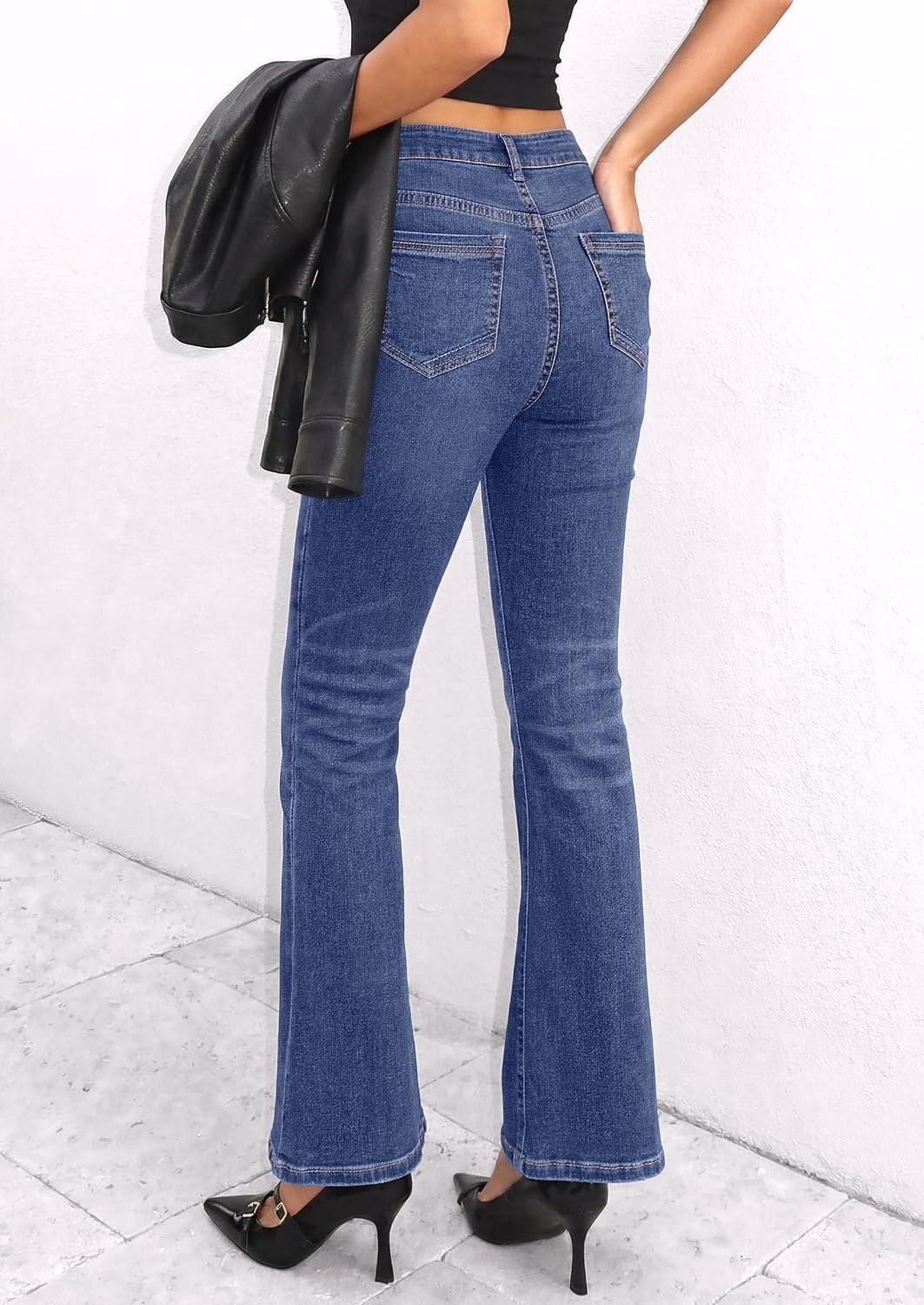 image:imagePRETTYGARDEN Womens Bootcut Denim Jeans Wide Leg PantsDusk Blue