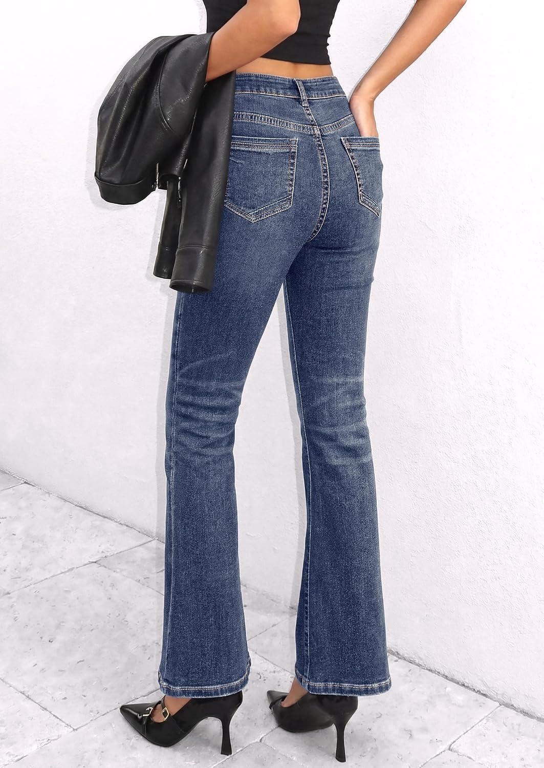 image:imagePRETTYGARDEN Womens Bootcut Denim Jeans Wide Leg PantsNavy Blue